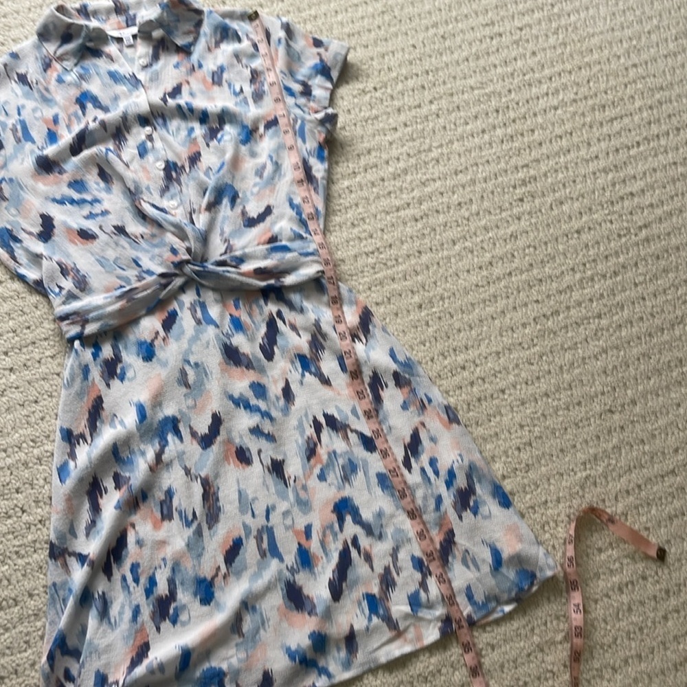 Reitmans Printed Short Sleeve Button-Front Tie-Waist Dress Size XXS - Picture 12 of 13